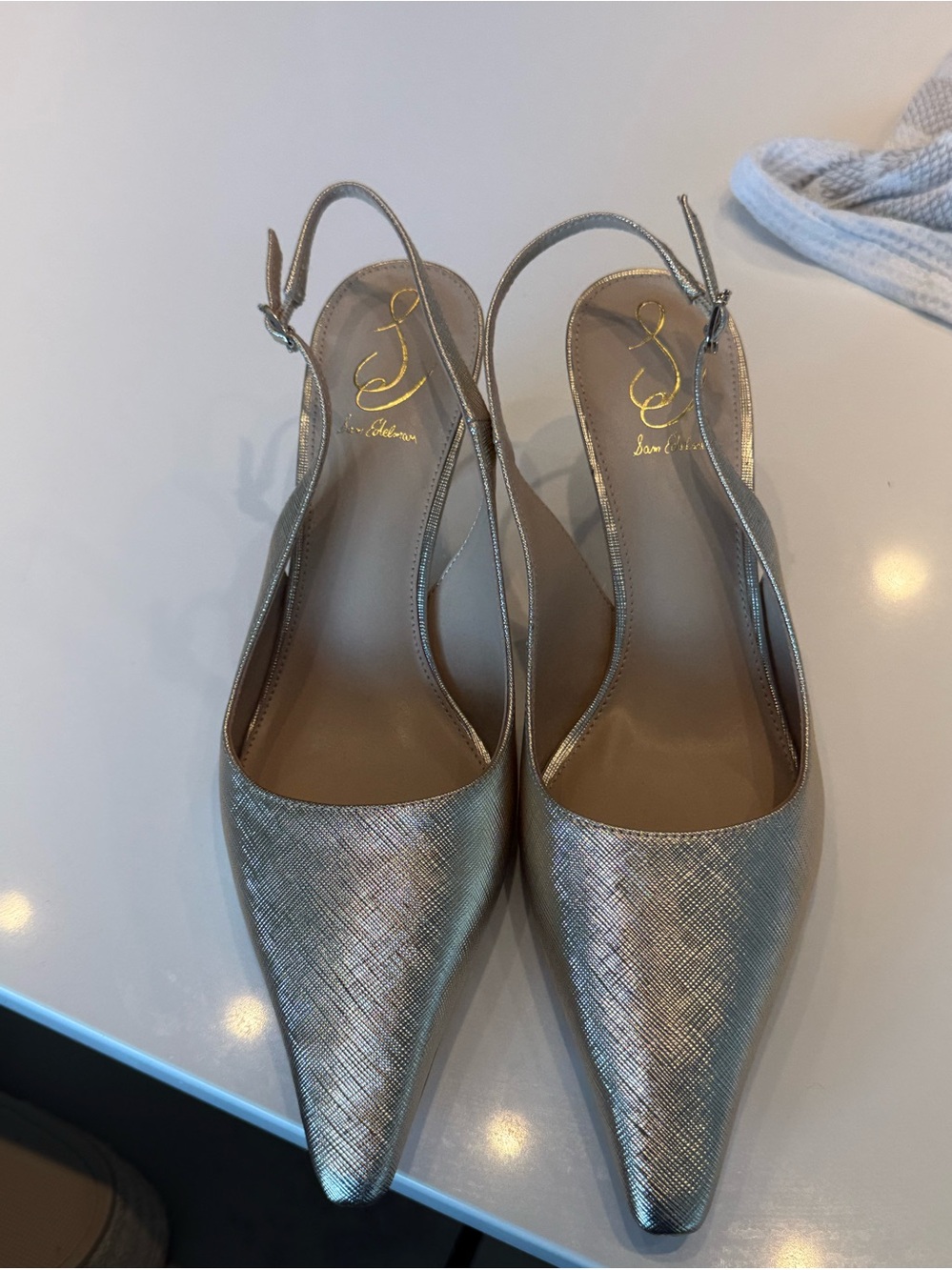 Sam Edelman Collection Gold Pointed Slingback Pumps